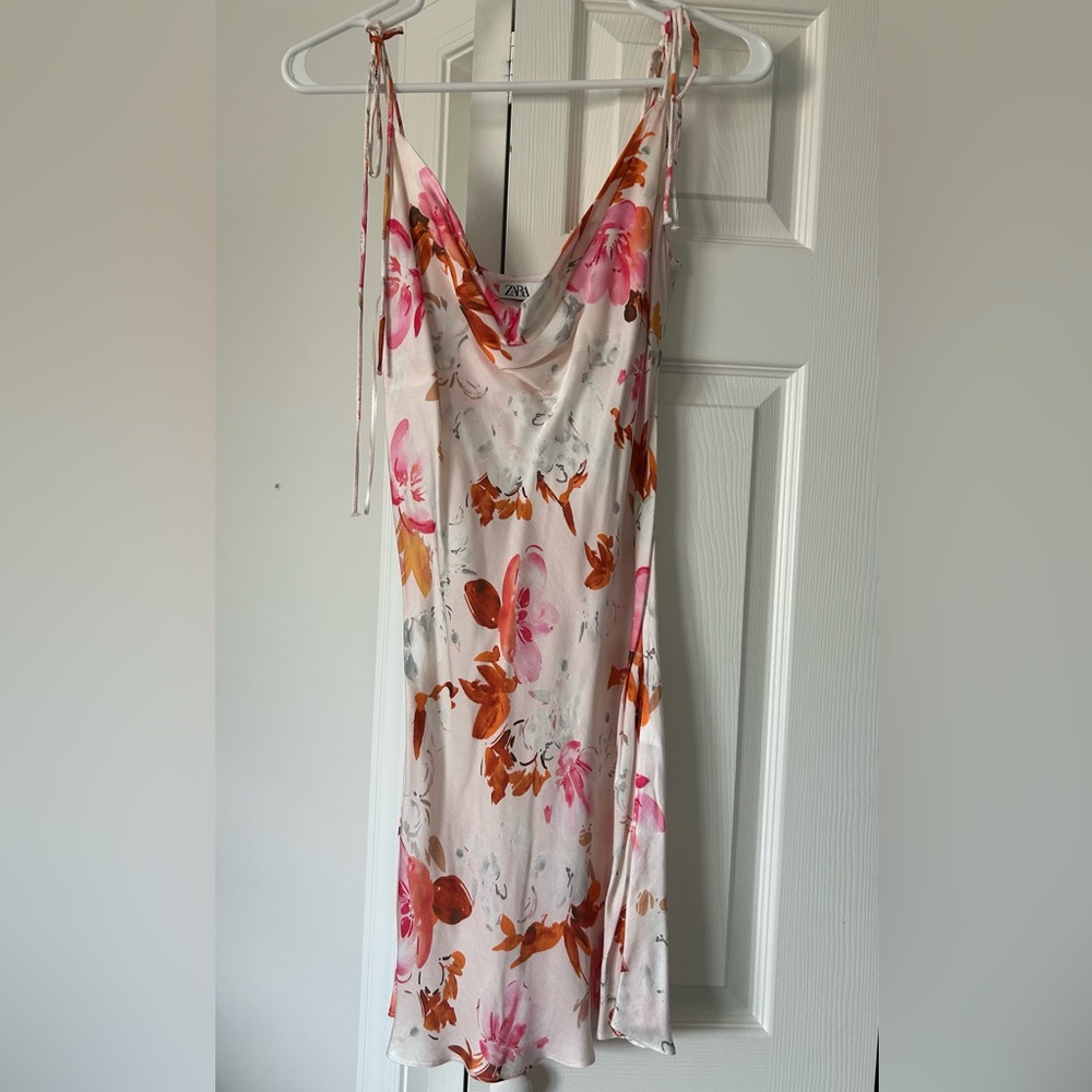 Zara Floral Dress with Pink and Orange Accents